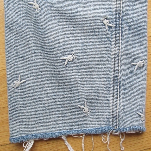 PLAYBOY By PacSun High Rise Boyfriend Bunny Embroidery Crop Jeans Women's Sz 24 - Picture 3 of 10